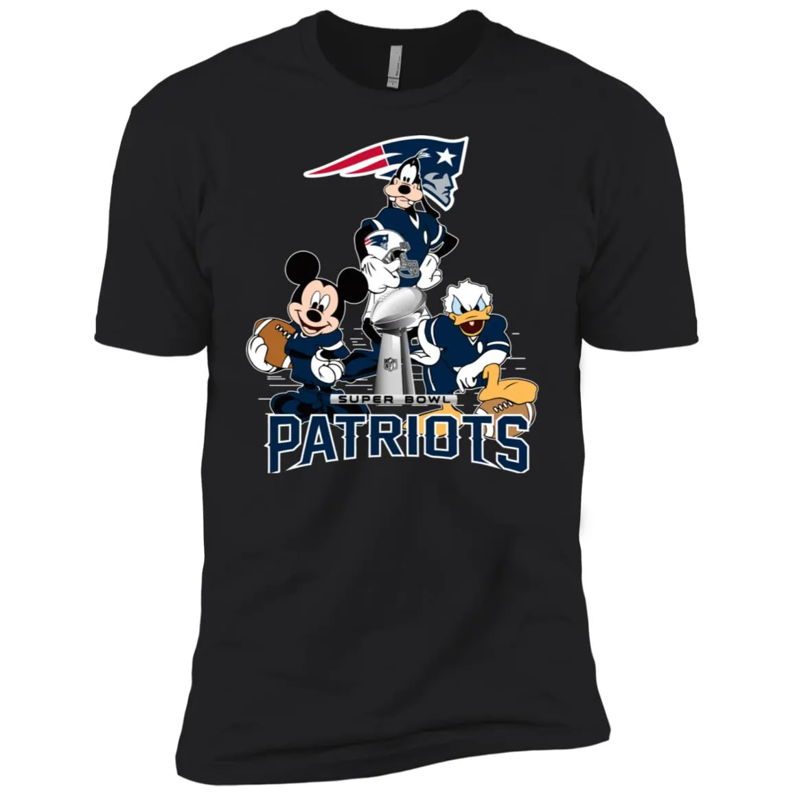 Nfl - New England Patriots Donald Duck Goofy Mickey Mouse Super Bowl 2019 Football Men Short Sleeve T-Shirt