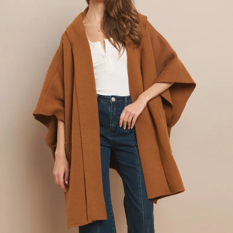 Oh So Warm Oversized Soft Knit Hooded Poncho Coat