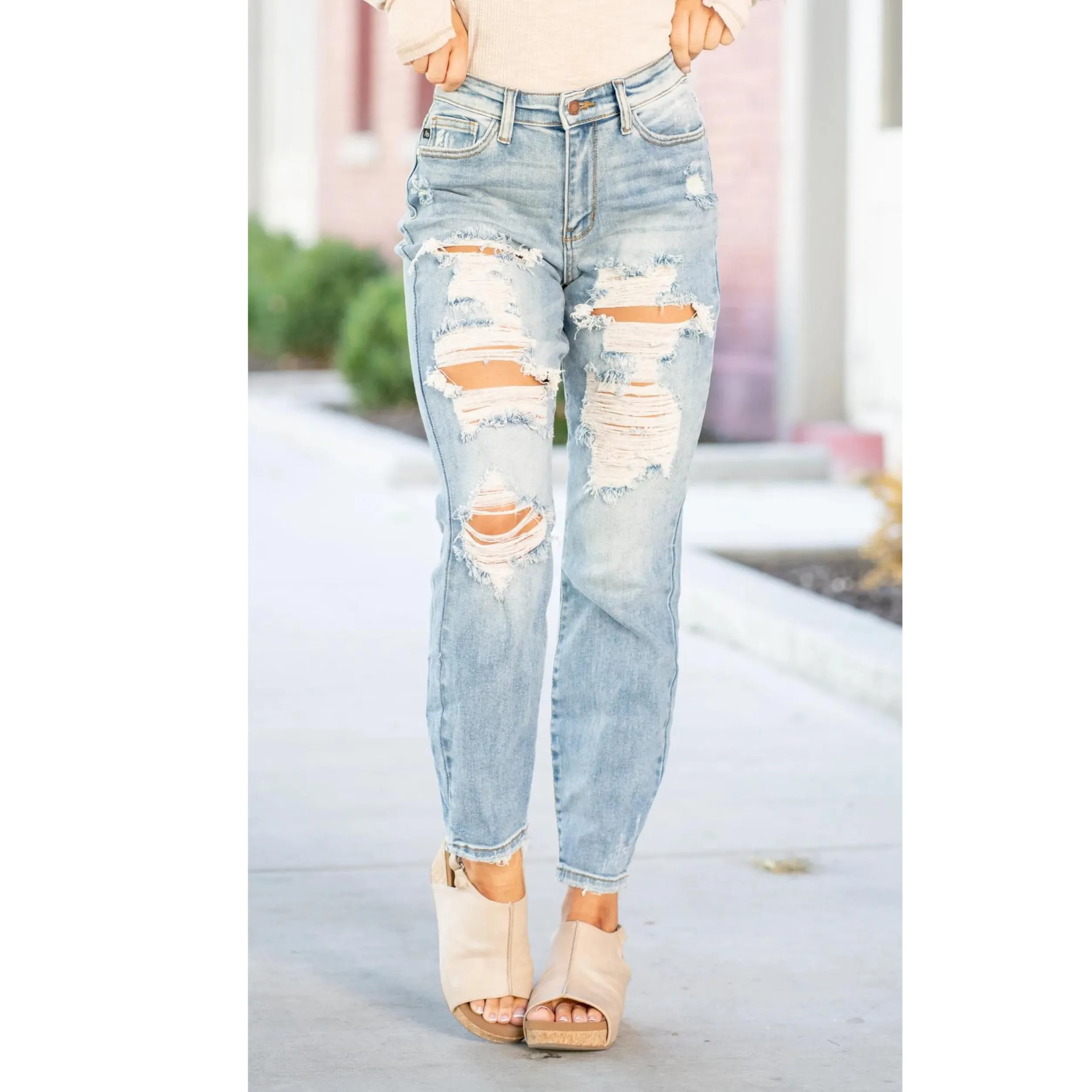 Olivia Ripped Boyfriend Mom High Rise Jeans