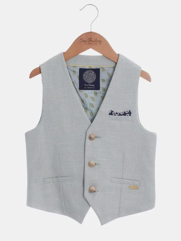 One Friday Green Solid Waistcoat