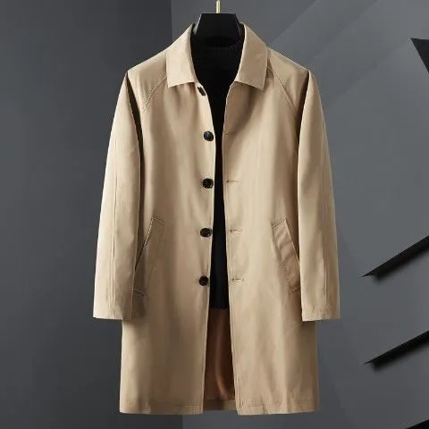 Oversized Retro Black Men Trench Coats Homme Casual Overcoat Elegant Coat Male Tunic Buttom Windbreaker Clothes Jacket For Men