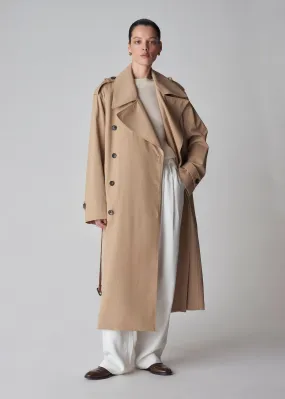 Oversized Trench in Cotton Twill - Camel