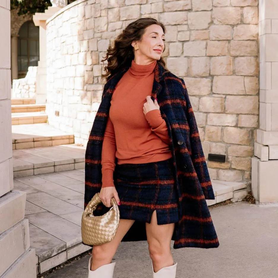 Perfection in Navy Plaid Wool Skirt