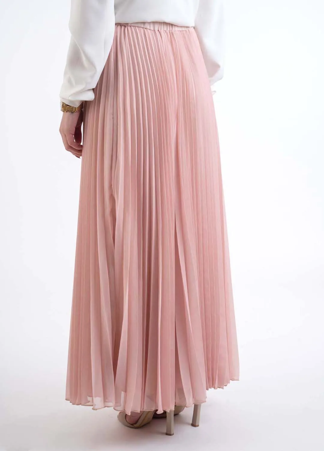 pink pleat skirt