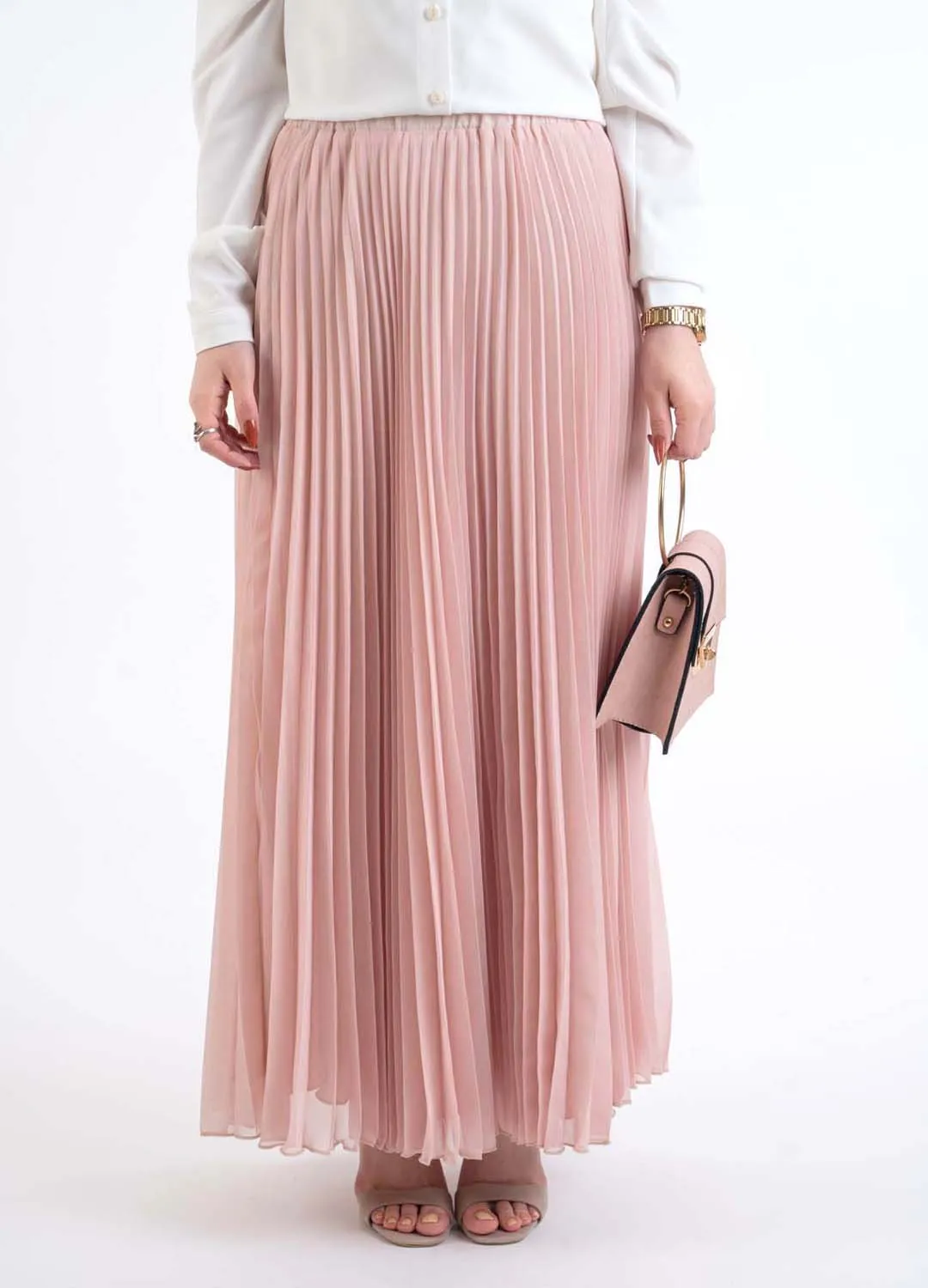 pink pleat skirt