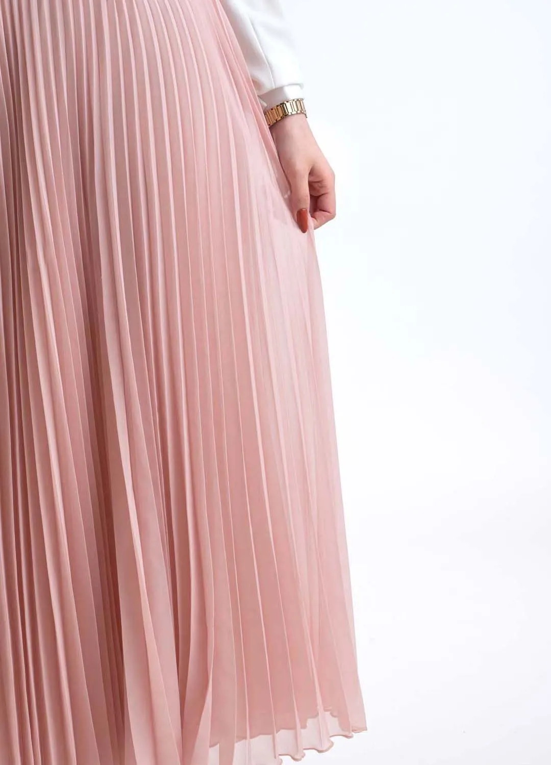 pink pleat skirt