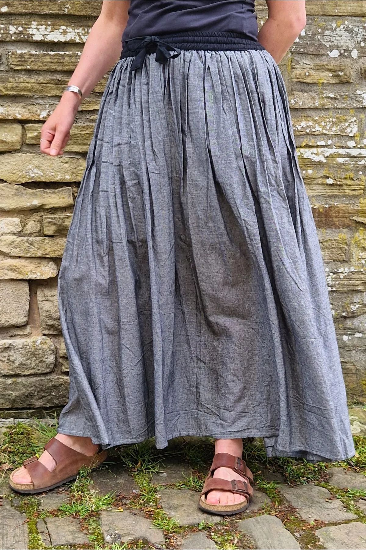 plain cotton long skirt