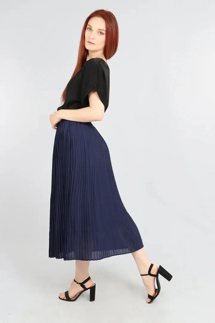 Pleated Skirt - Navy Blue Glitter Band