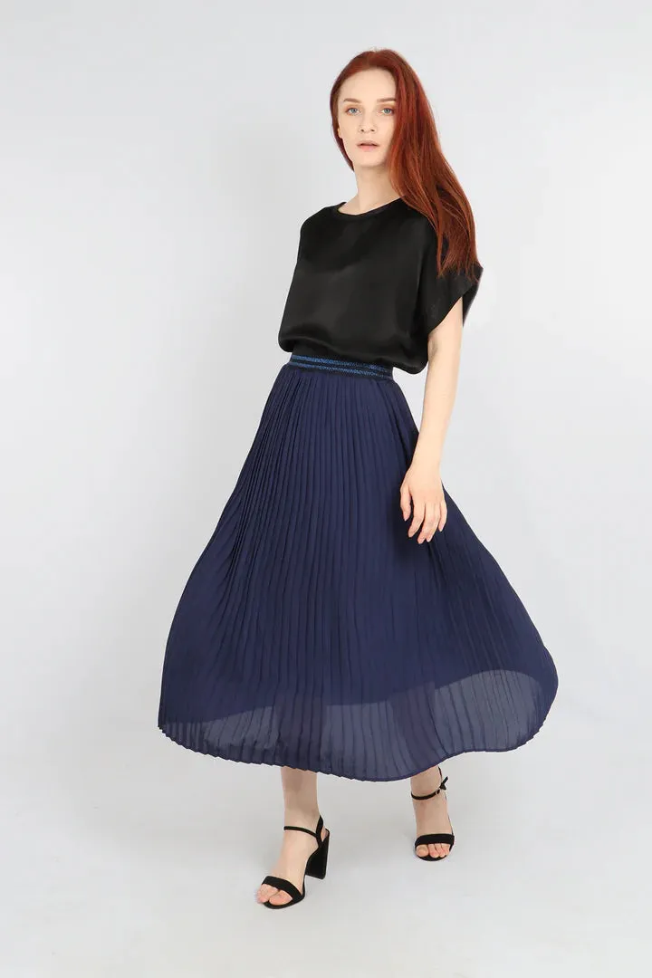 Pleated Skirt - Navy Blue Glitter Band