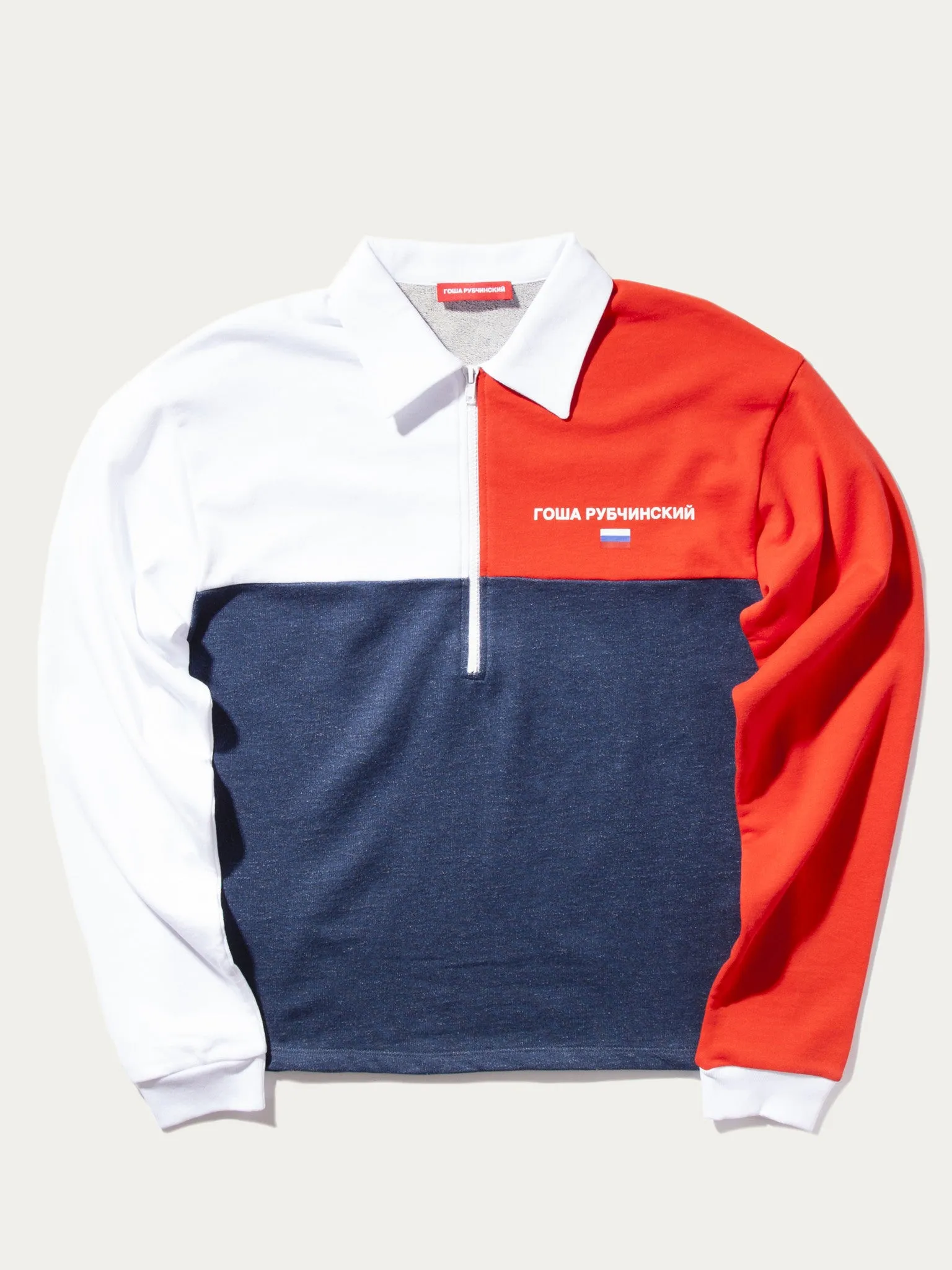 Polo Sweatshirt with Fabric Combo