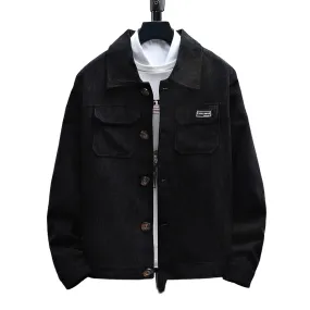 Pologize™ Plain Color Double Pocket Corduroy Jacket