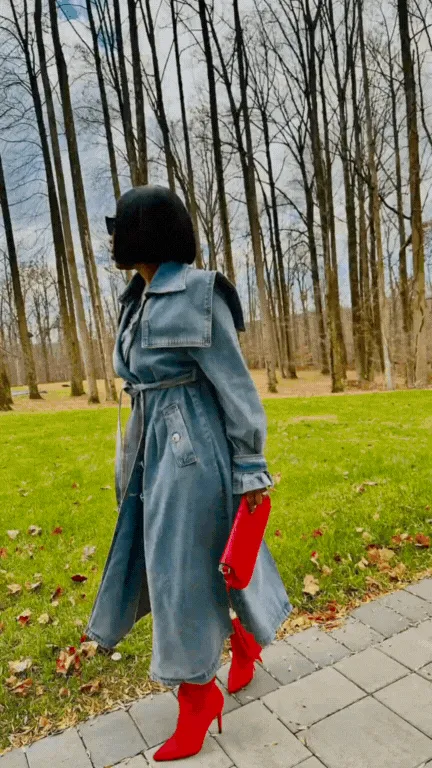 Pre Order:  Denim Trench Coat - @itsjacqueblue