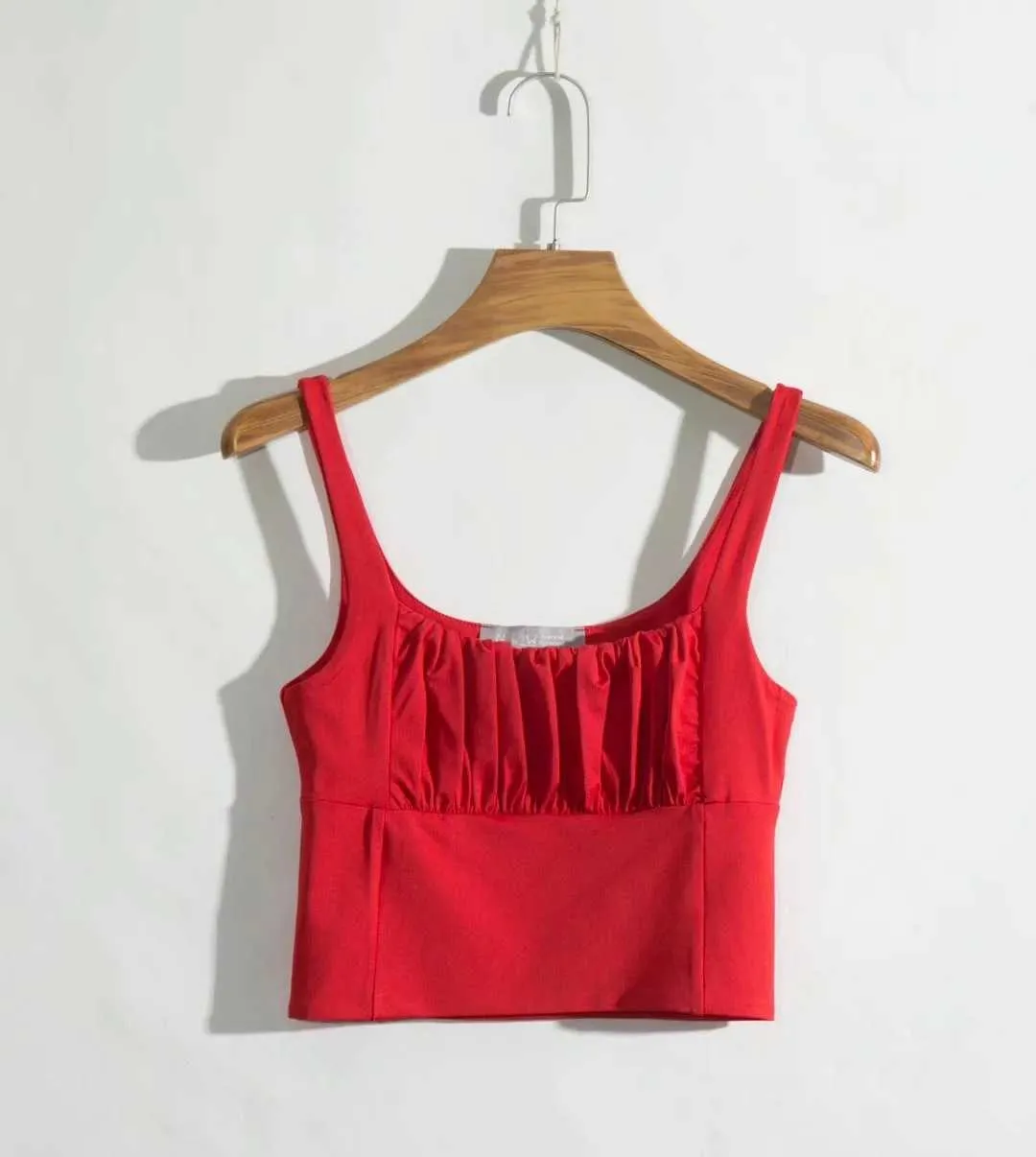 Pretty ruched Tank Top Women's Sleeveless Scrunch Shirt