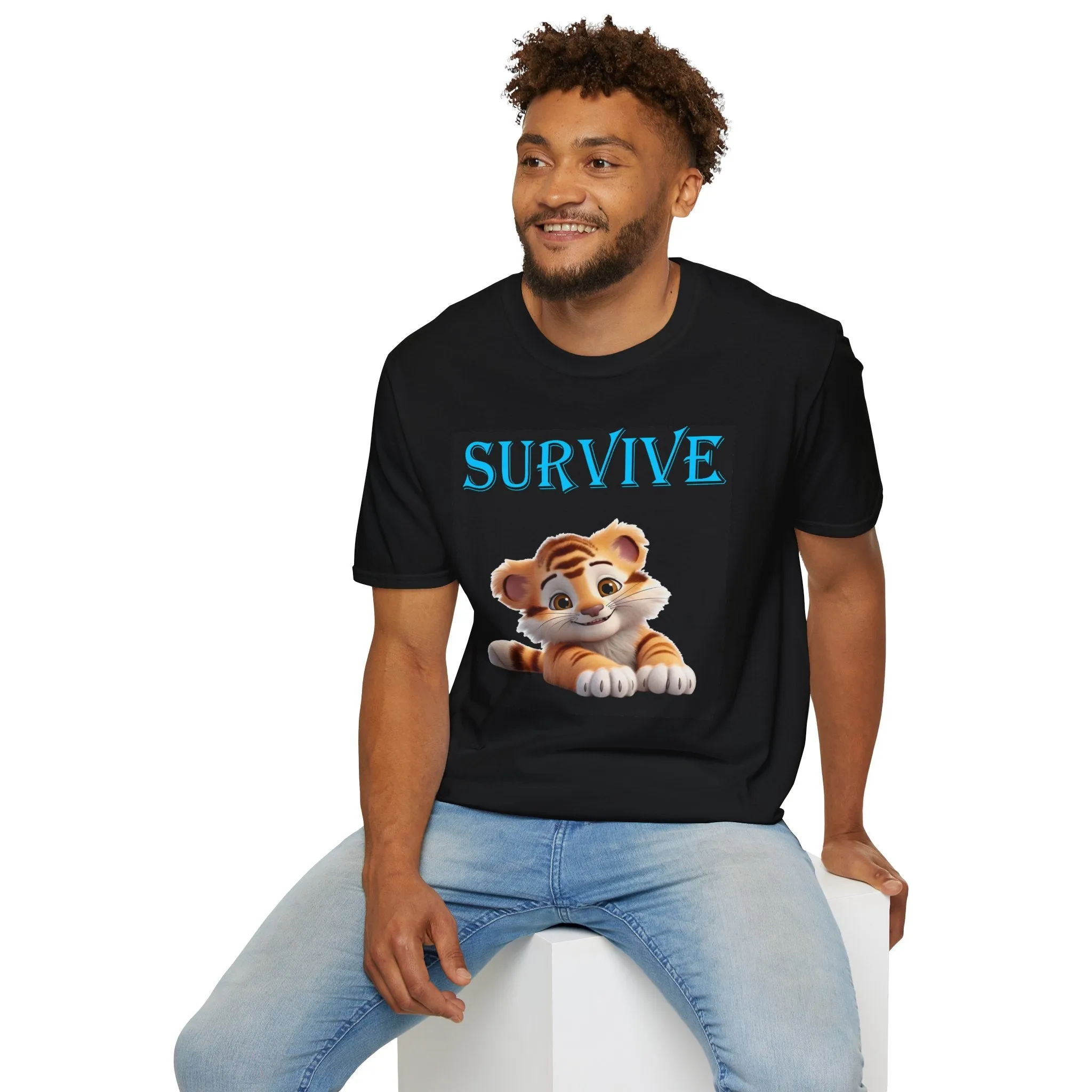 Princess Grace  Survive Tiger Unisex Softstyle T-Shirt   Cute Animal Tee for Casual Wear & Gift