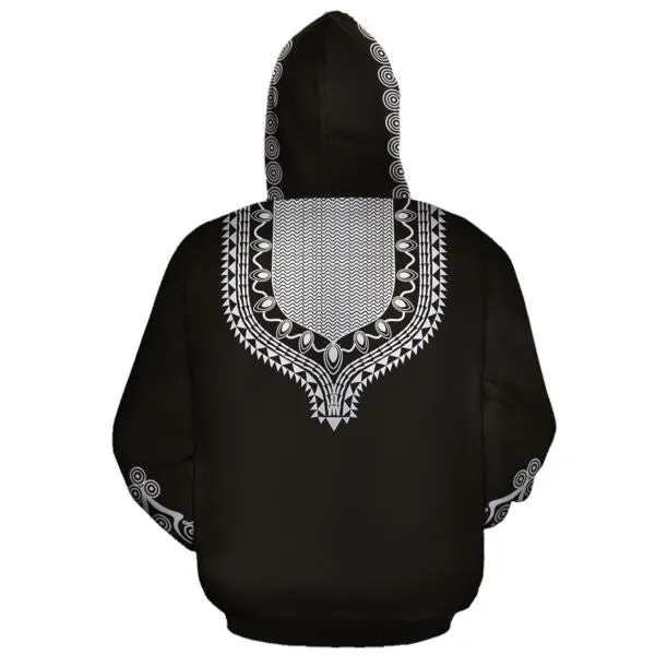 Printed Dashiki Color Black All-over Hoodie And Joggers Set