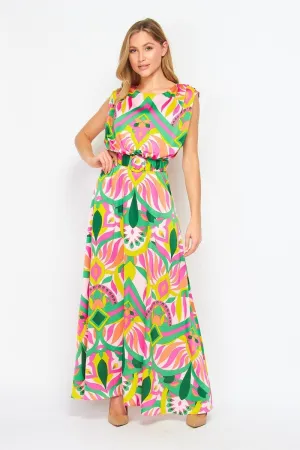 Printed in Satin Summer Maxi Dress