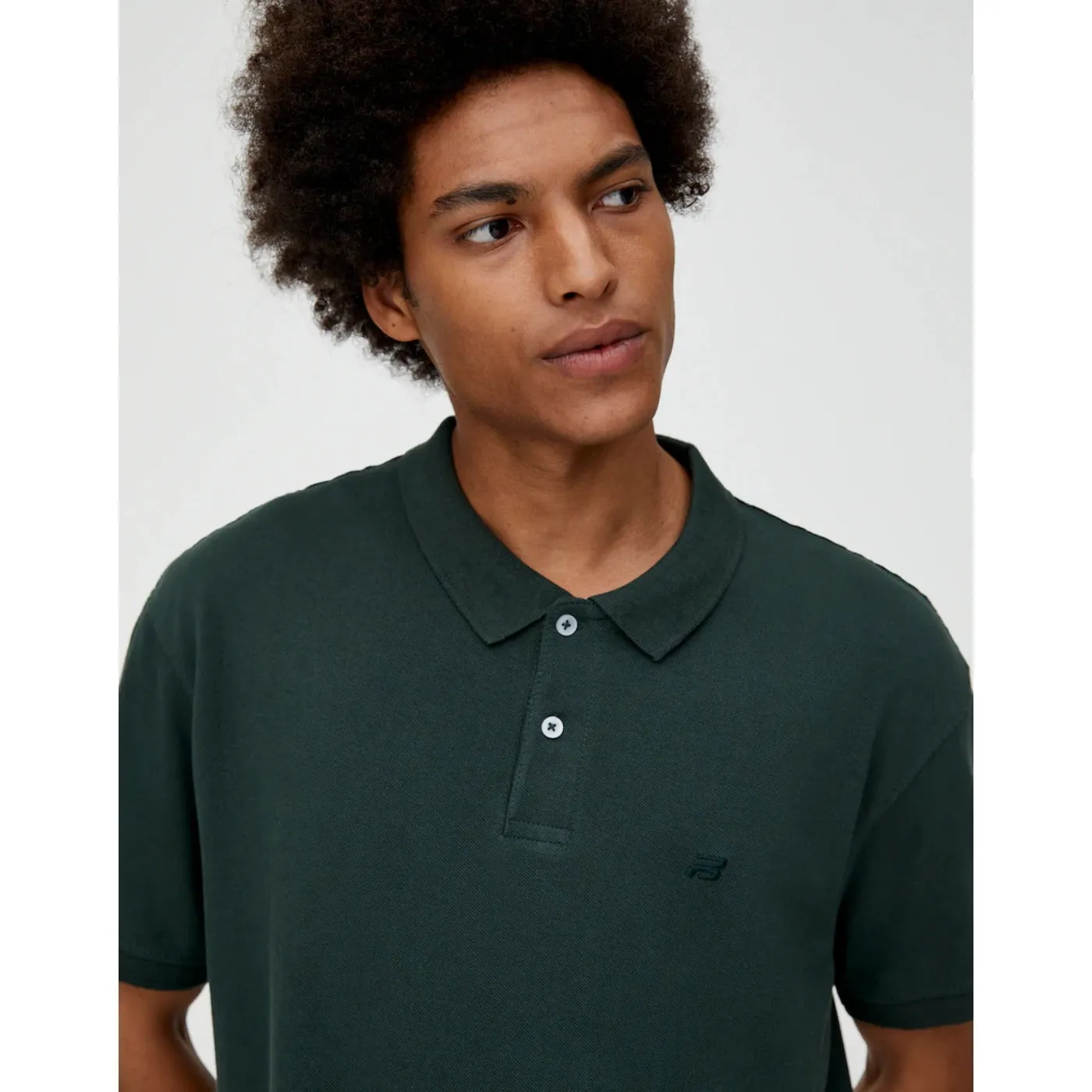 Pull & Bear Green Basic colored polo shirt