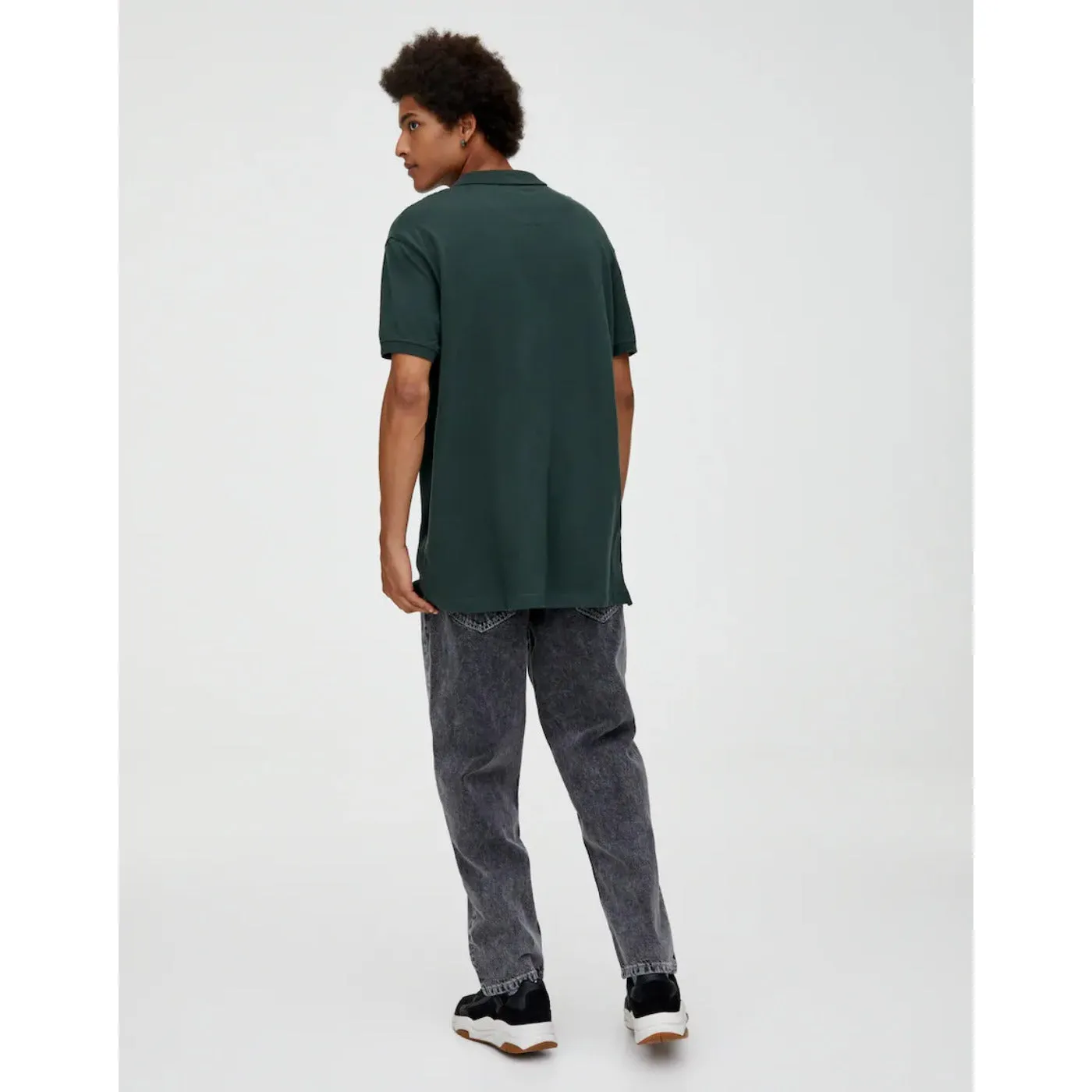 Pull & Bear Green Basic colored polo shirt