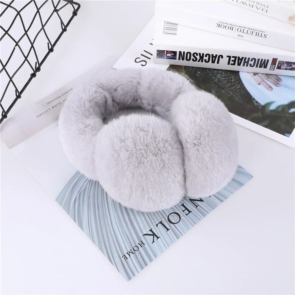 Rabbit Fur Ear Muffs - Soft and Plush Winter Earmuffs