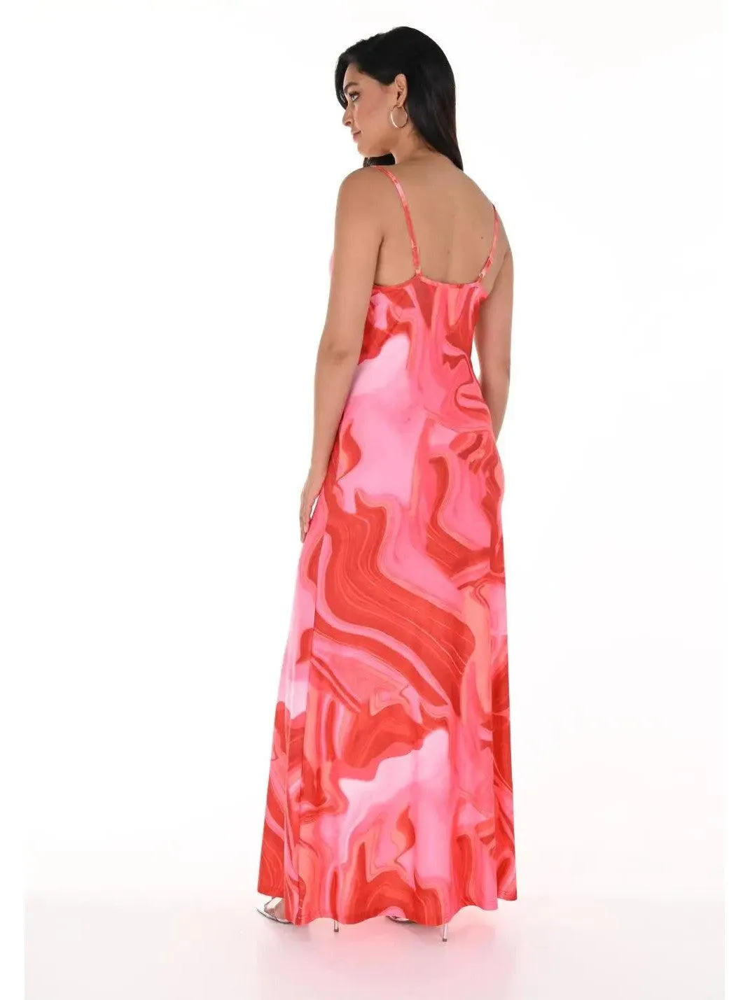 Red and Pink Maxi Dress 246223U.