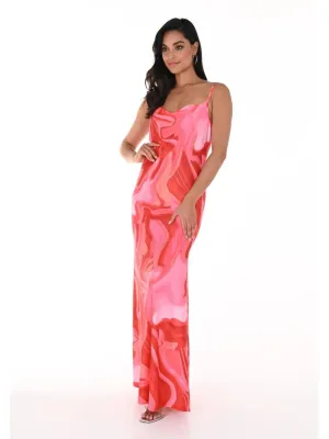 Red and Pink Maxi Dress 246223U.