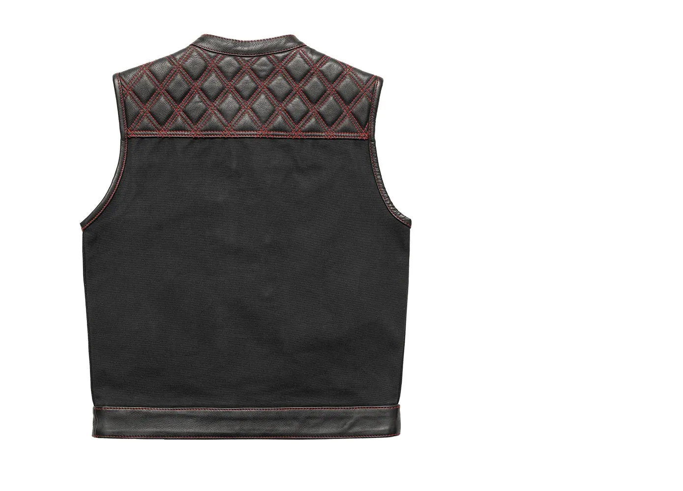 Red Stitch FIM664CNVQ | Hunt Club - Men's Motorcycle Leather & Canvas Vest