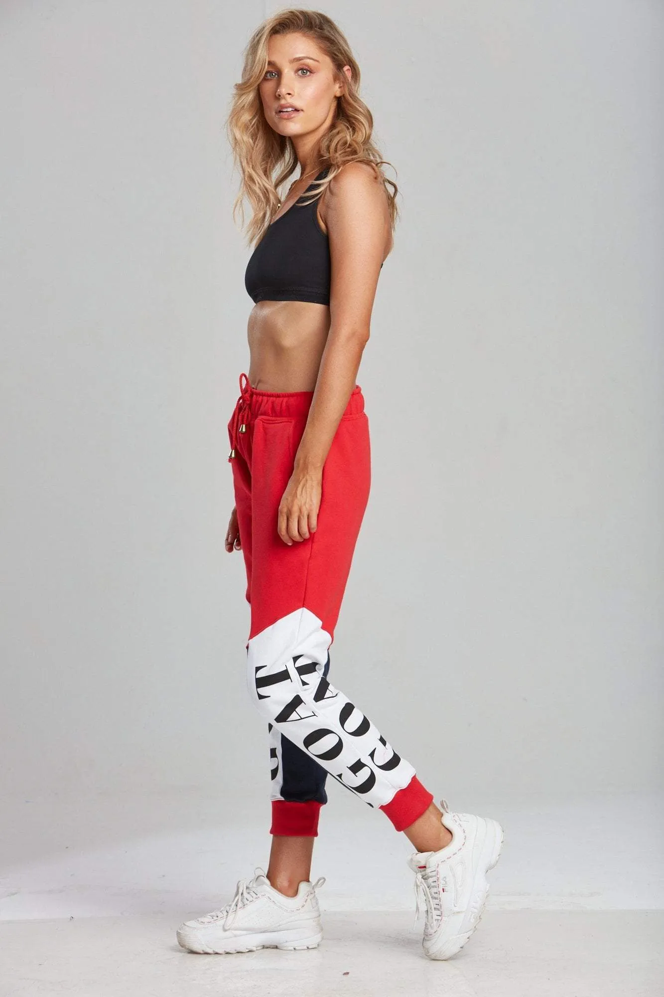 RED TRI-PANEL TRACK PANTS (UNISEX)