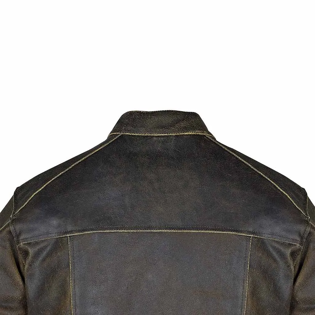 RIDERACT® Vintage Men Motorcycle Leather Jacket Distress