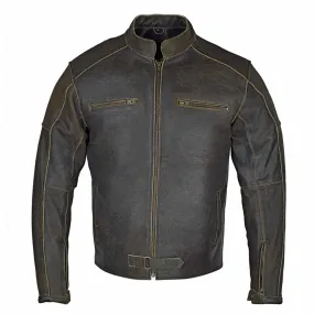 RIDERACT® Vintage Men Motorcycle Leather Jacket Distress