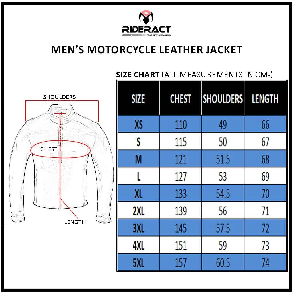 RIDERACT® Vintage Men Motorcycle Leather Jacket Distress