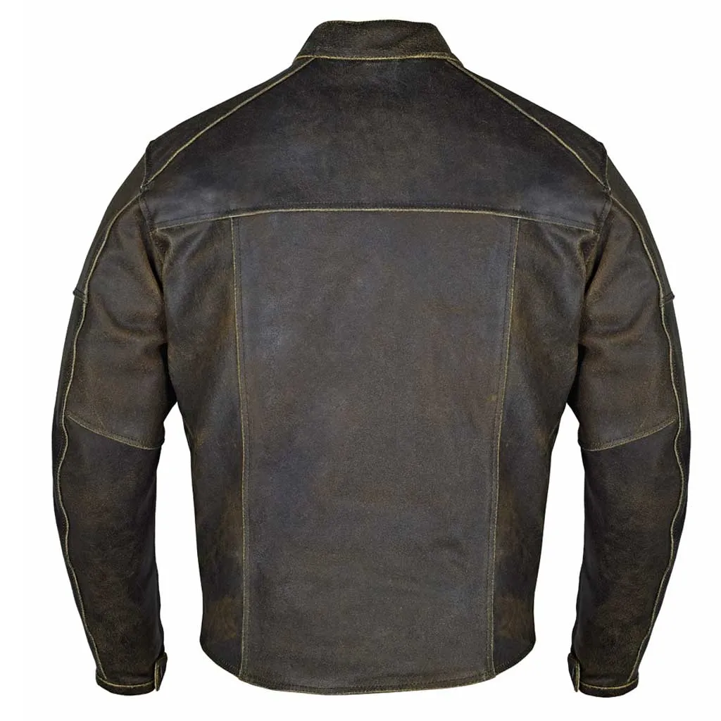 RIDERACT® Vintage Men Motorcycle Leather Jacket Distress