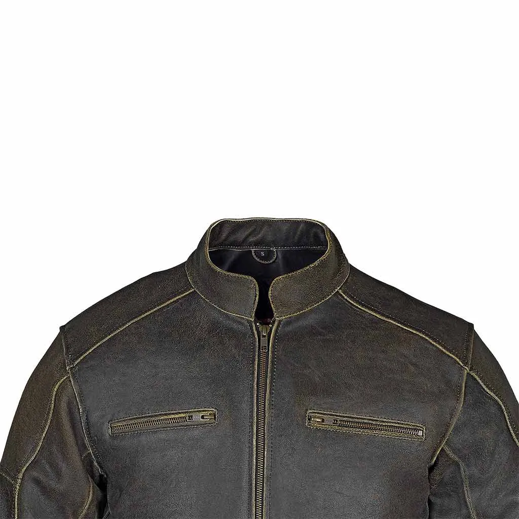 RIDERACT® Vintage Men Motorcycle Leather Jacket Distress