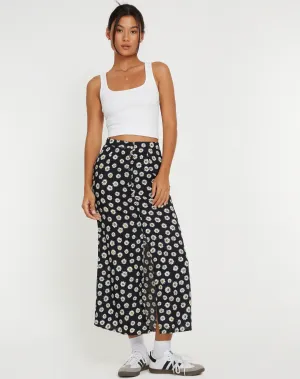 Rima Midi Skirt in Grunge Daisy Black