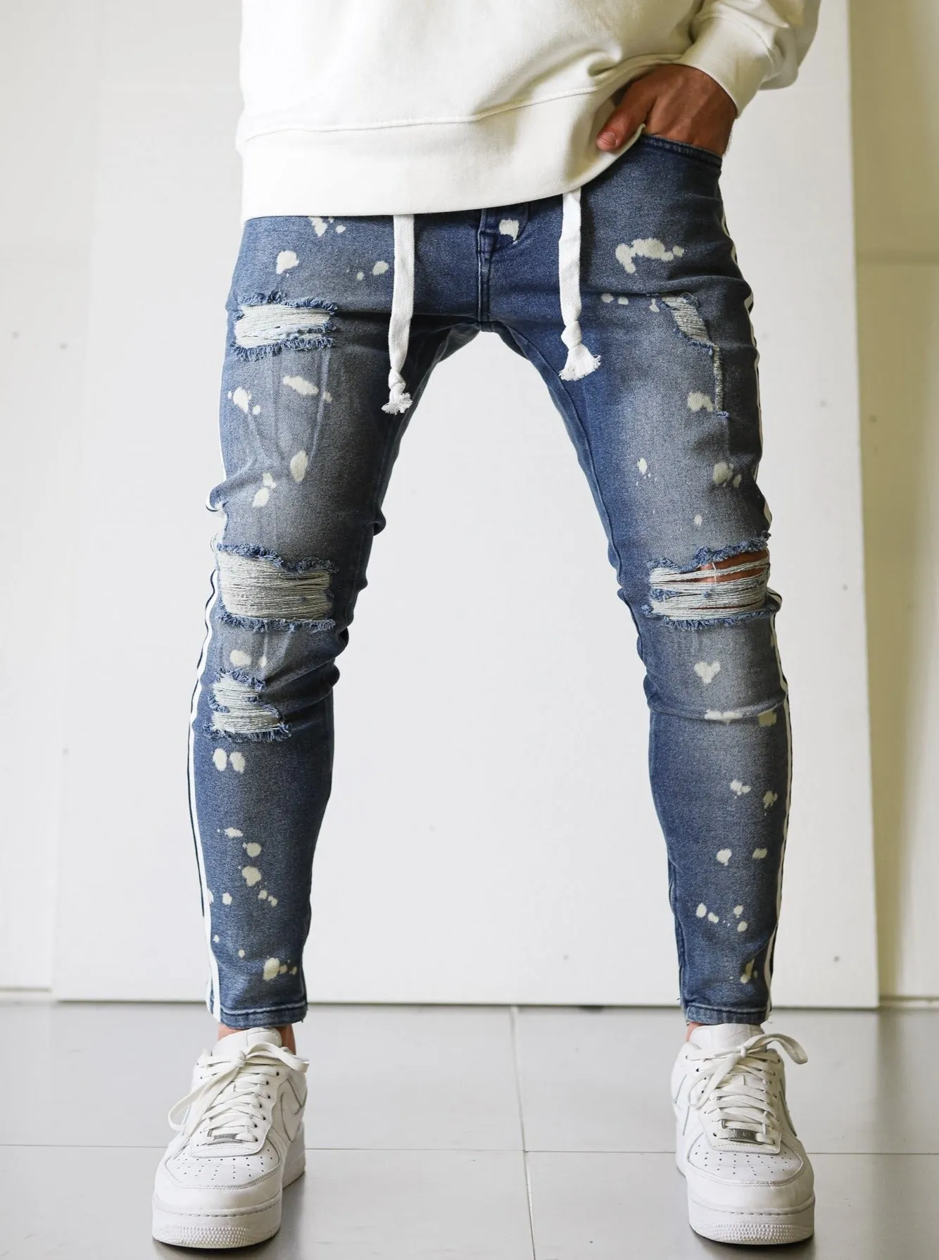 Ripped Bleached Blue Denim