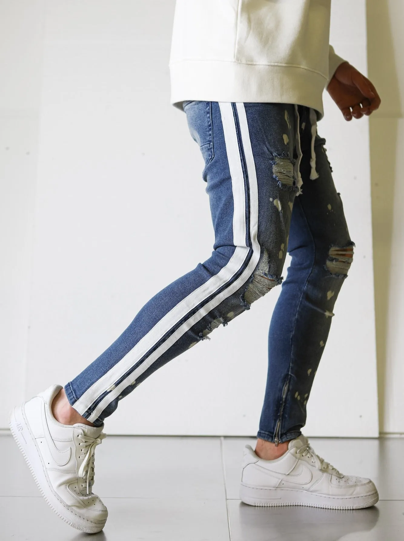 Ripped Bleached Blue Denim