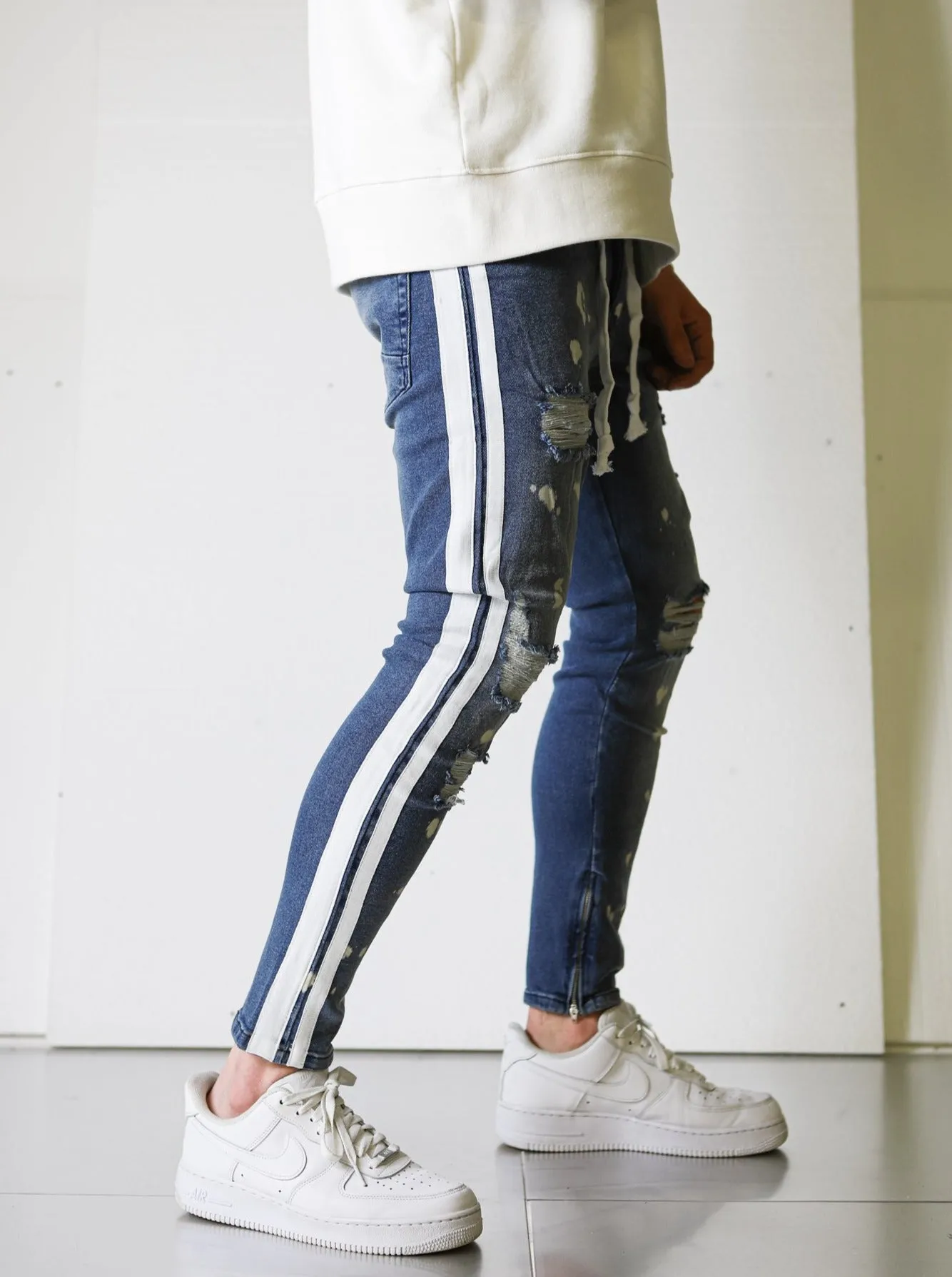 Ripped Bleached Blue Denim