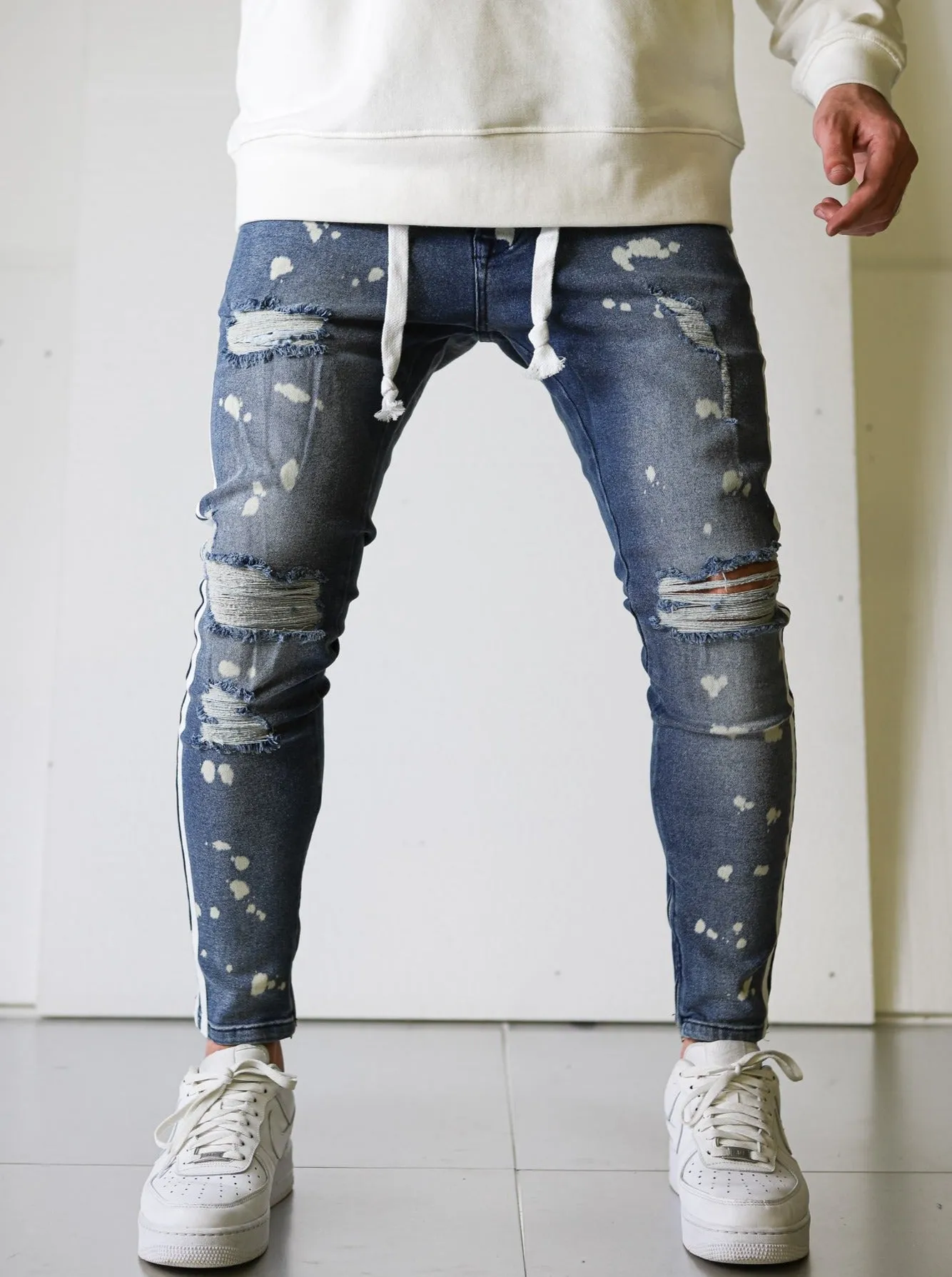 Ripped Bleached Blue Denim