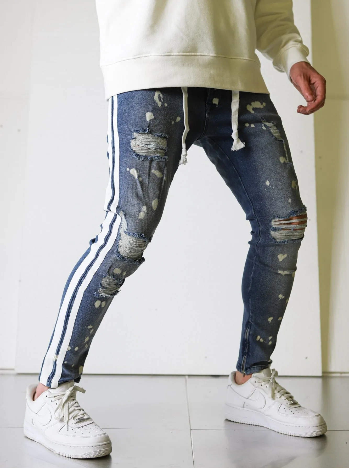 Ripped Bleached Blue Denim