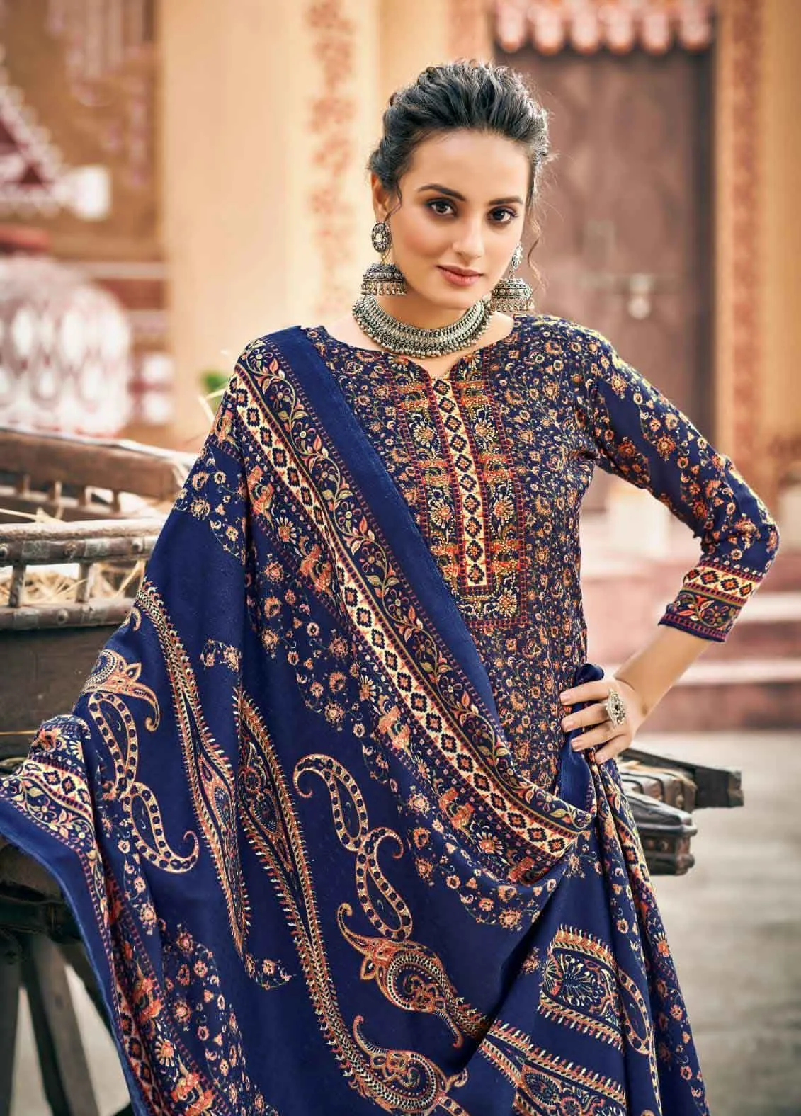 Roli Moli Pashmina Dark Blue suits Winter Collection