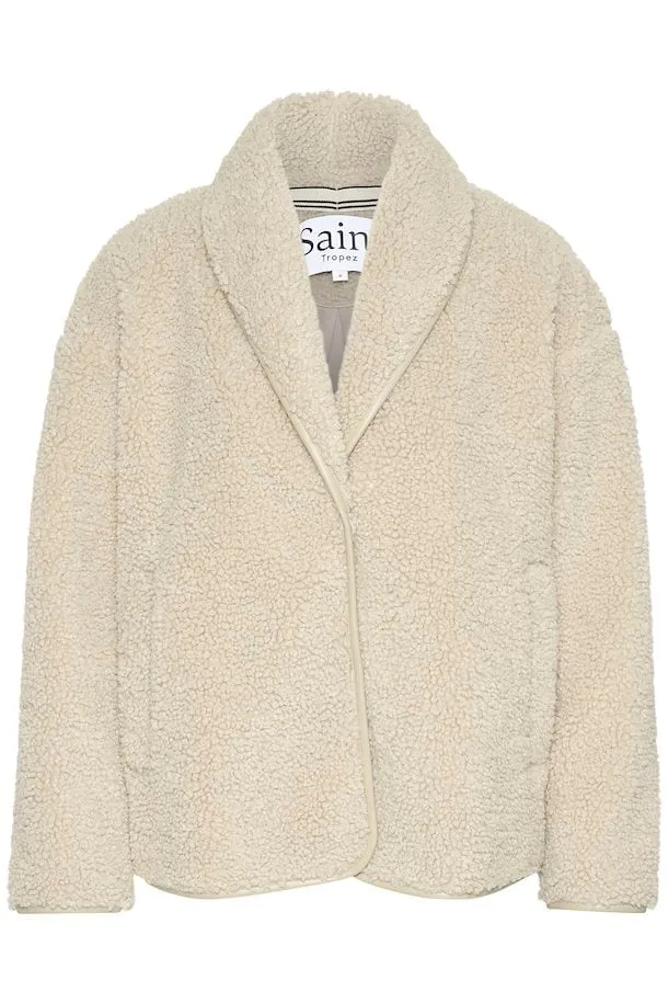 Saint Tropez Ika Teddy Short Coat in Creme