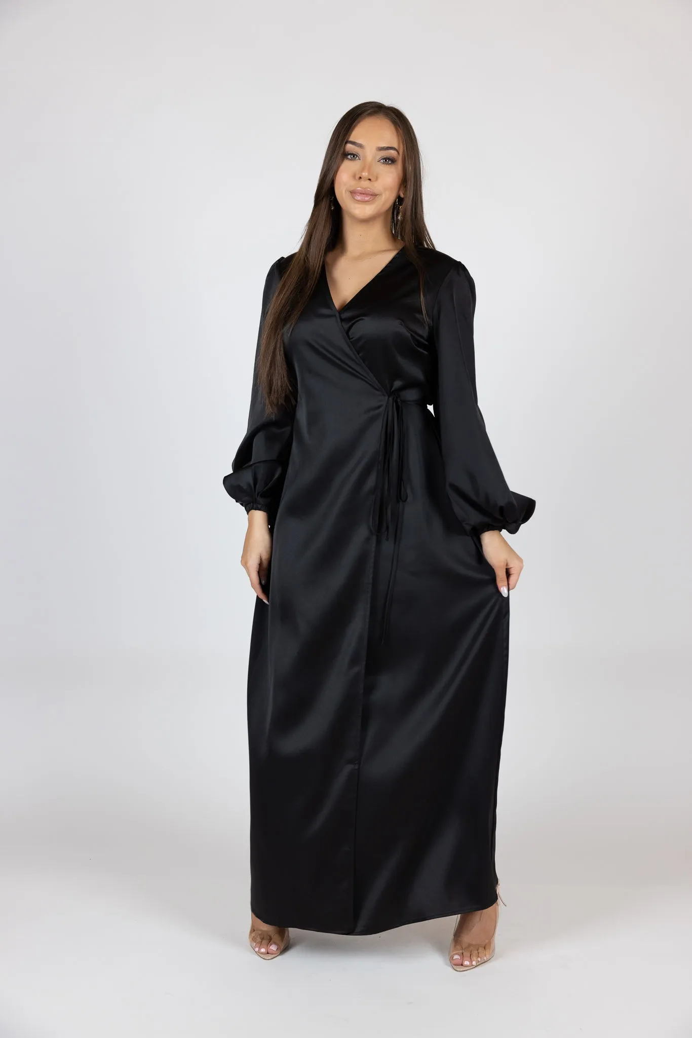 Satin Love Wrap Dress