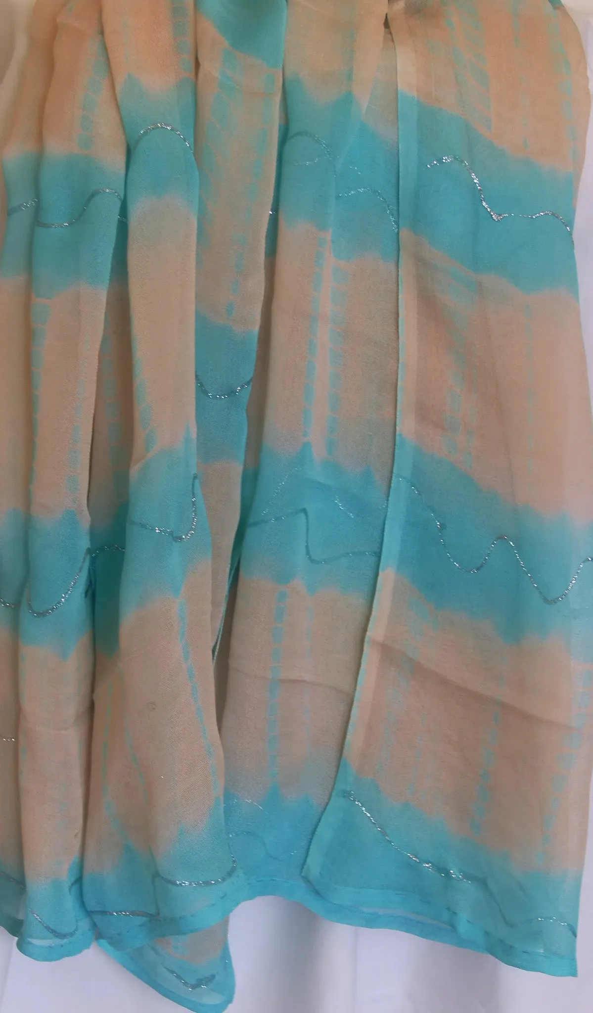 Scarf 314 Blue Tie Dye Chiffon Dupatta Chunni Shawl Wrap Shieno