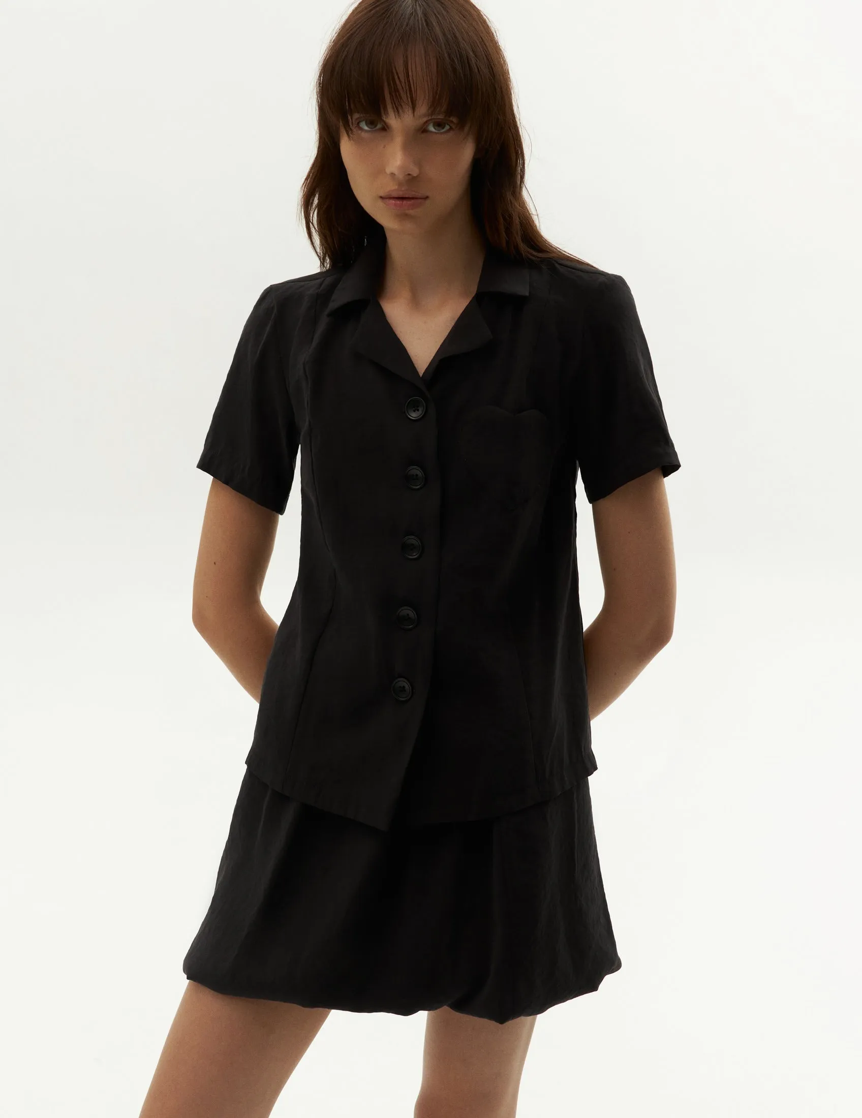 Shirt with Heart Pocket — Black