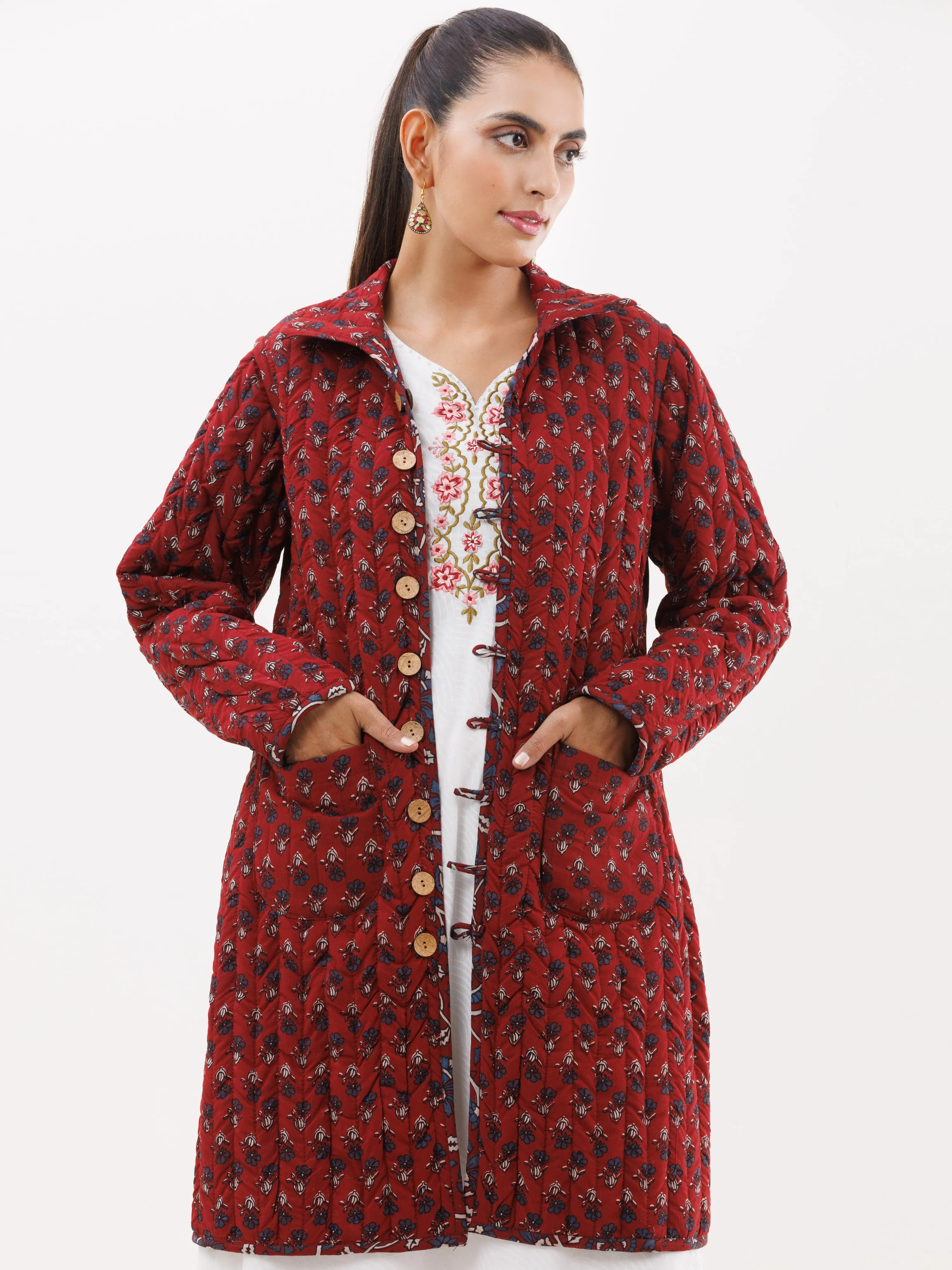 Shishir Maina Ajrakh Quilted Reversible Jacket