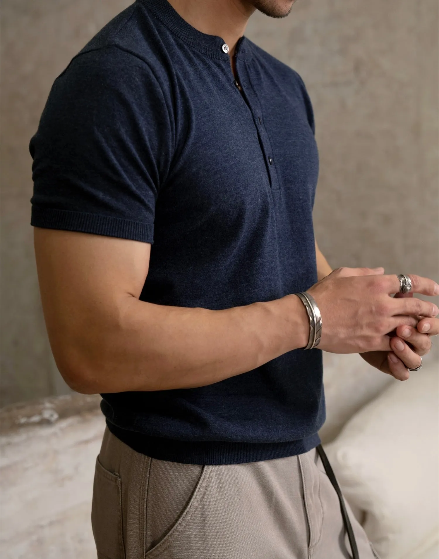 Short Sleeves Henley Shirt