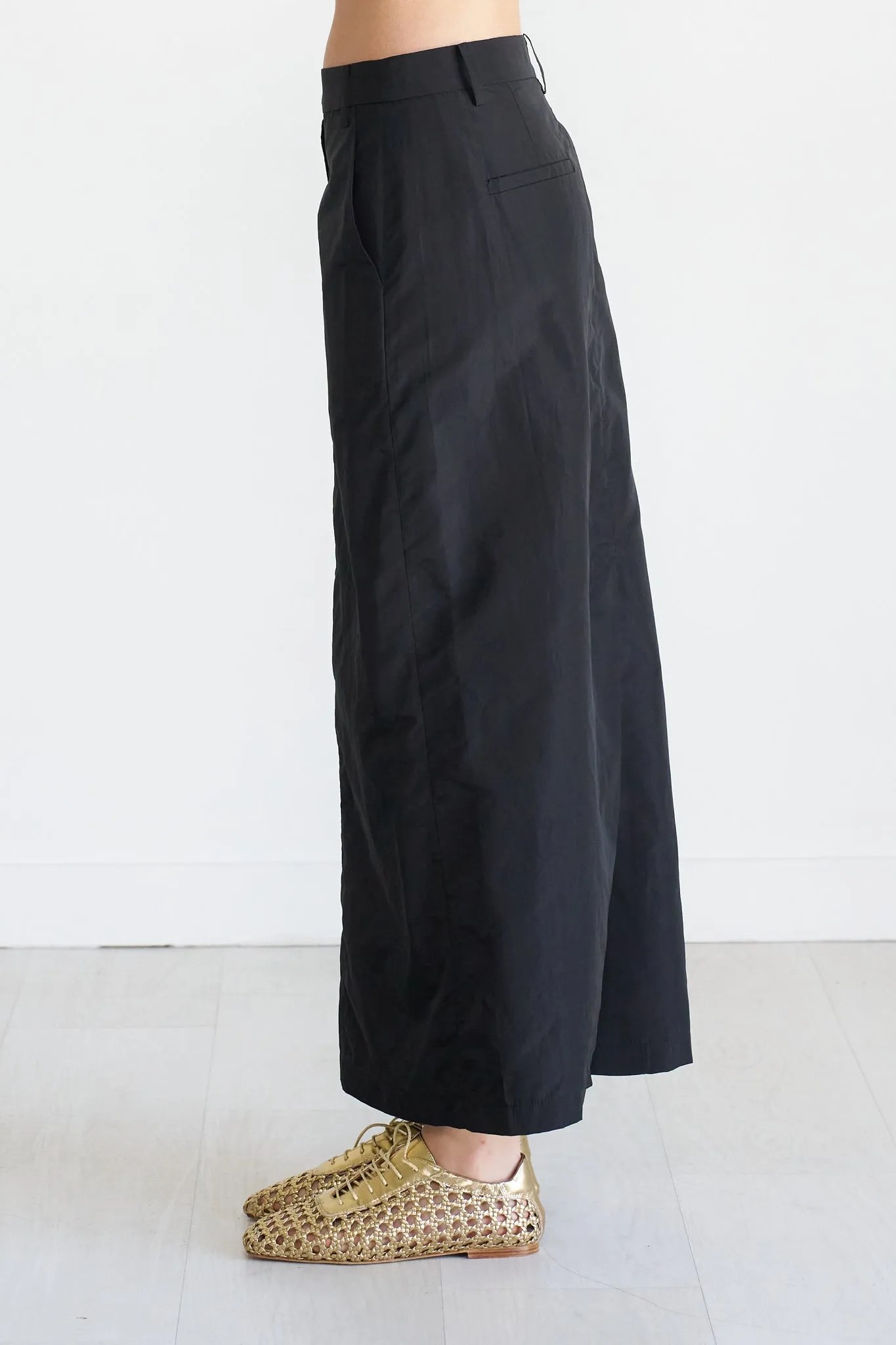 Silk Nylon Liam Skirt, Black