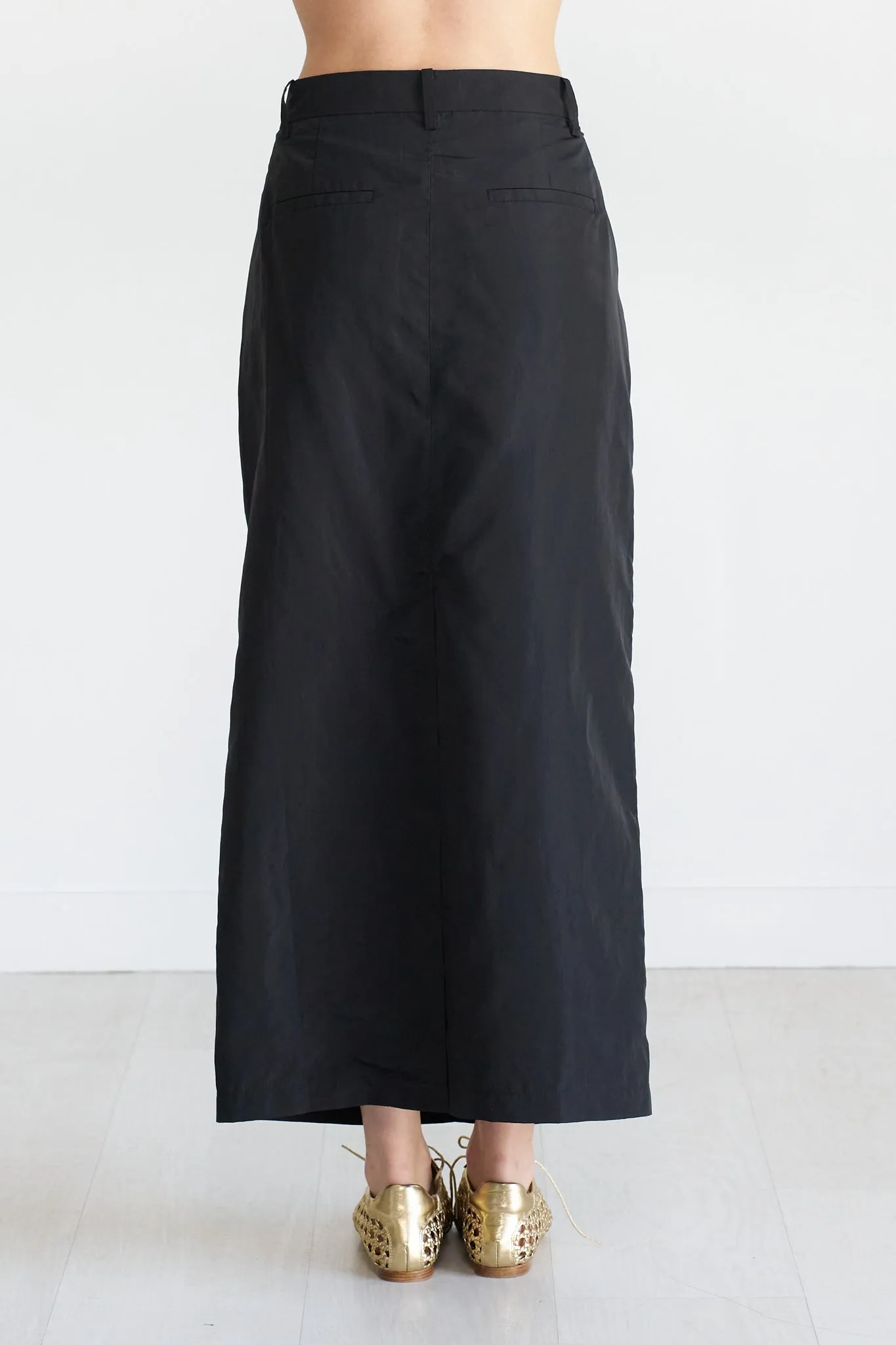 Silk Nylon Liam Skirt, Black