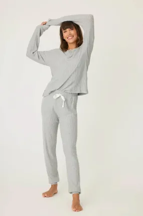 Silver Sparkle Waffle Thermal pajama set