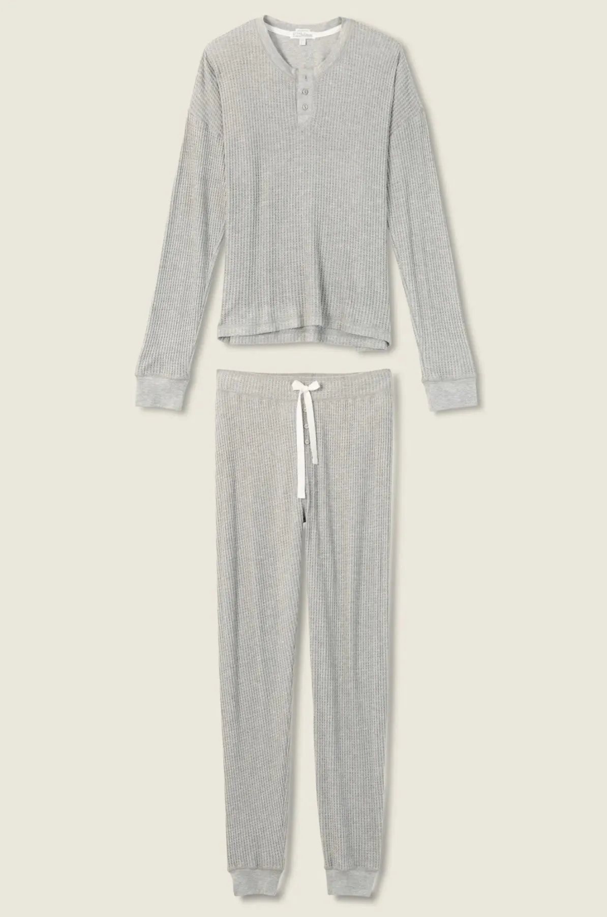 Silver Sparkle Waffle Thermal pajama set