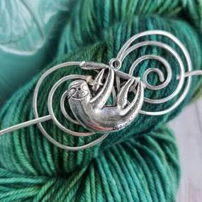 Sloth Shawl Pin - Charmed Silver